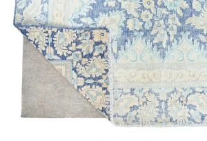 Antique Muted Blue Floral 8X11 Distressed Vintage Oriental Rug