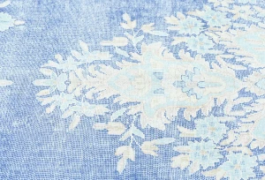 Antique Muted Blue Floral 8X11 Distressed Vintage Oriental Rug