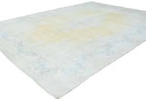 Antique Muted Gold Floral 9X12 Distressed Vintage Oriental Rug