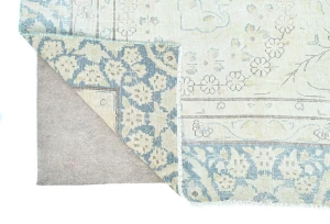 Antique Muted Cream Floral 8'4X11'6 Distressed Vintage Oriental Rug