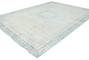 Antique Muted Cream Floral 8'4X11'6 Distressed Vintage Oriental Rug