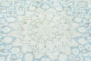 Antique Muted Cream Floral 8'4X11'6 Distressed Vintage Oriental Rug