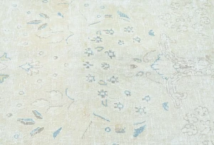 Antique Muted Cream Floral 8'4X11'6 Distressed Vintage Oriental Rug