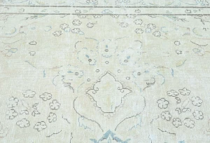 Antique Muted Cream Floral 8'4X11'6 Distressed Vintage Oriental Rug