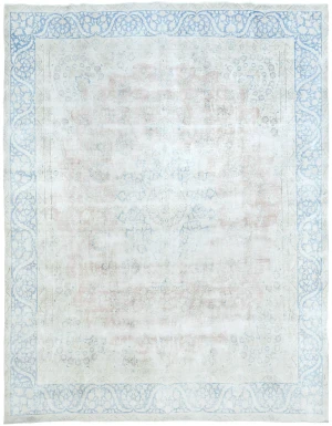 Antique Muted Cream Floral 9X12 Distressed Vintage Oriental Rug