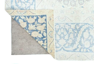Antique Muted Cream Floral 9X12 Distressed Vintage Oriental Rug
