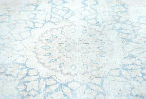 Antique Muted Cream Floral 9X12 Distressed Vintage Oriental Rug