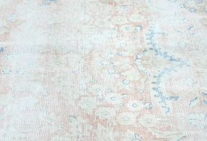 Antique Muted Cream Floral 9X12 Distressed Vintage Oriental Rug