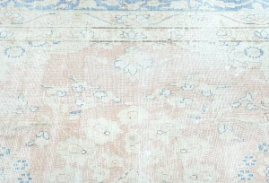 Antique Muted Cream Floral 9X12 Distressed Vintage Oriental Rug