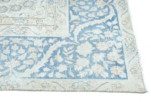 Antique Muted Cream Floral 9X12 Distressed Vintage Oriental Rug