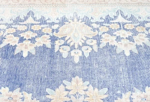 Antique Muted Blue Floral 10X13 Distressed Vintage Oriental Rug