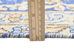 Antique Muted Blue Floral 10X14 Distressed Vintage Oriental Rug