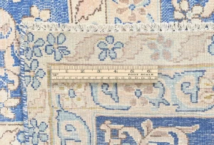 Antique Muted Blue Floral 10X14 Distressed Vintage Oriental Rug