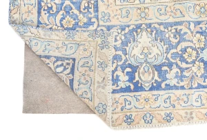 Antique Muted Blue Floral 10X14 Distressed Vintage Oriental Rug