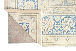 Antique Muted Beige Floral 9X12 Distressed Vintage Oriental Rug