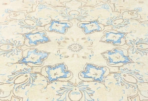 Antique Muted Beige Floral 9X12 Distressed Vintage Oriental Rug