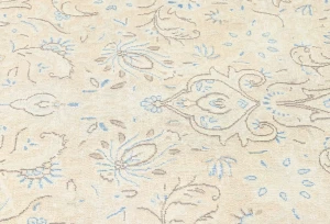 Antique Muted Beige Floral 9X12 Distressed Vintage Oriental Rug