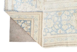 Antique Muted Beige Floral 10X13 Distressed Vintage Oriental Rug