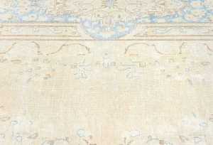Antique Muted Beige Floral 10X13 Distressed Vintage Oriental Rug