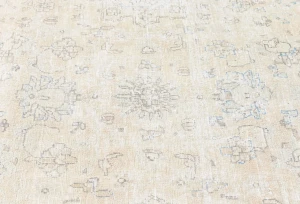 Antique Muted Beige Floral 10X13 Distressed Vintage Oriental Rug