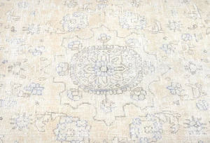 Antique Muted Beige Floral 10X13 Distressed Vintage Oriental Rug