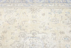 Antique Muted Beige Floral 10X13 Distressed Vintage Oriental Rug