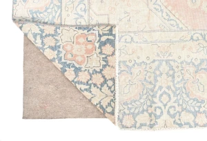 Antique Muted Coral Red Floral 9X12 Distressed Vintage Oriental Rug