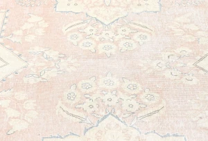 Antique Muted Coral Red Floral 9X12 Distressed Vintage Oriental Rug