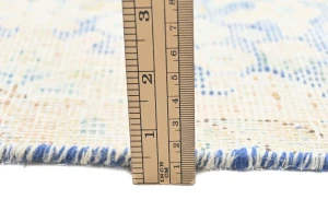 Antique Muted Blue Floral 8X11 Distressed Vintage Oriental Rug