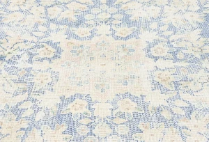 Antique Muted Blue Floral 8X11 Distressed Vintage Oriental Rug