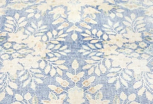 Antique Muted Blue Floral 8X11 Distressed Vintage Oriental Rug