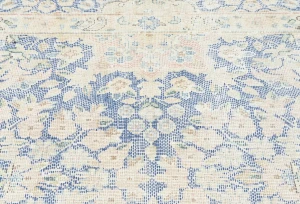 Antique Muted Blue Floral 8X11 Distressed Vintage Oriental Rug