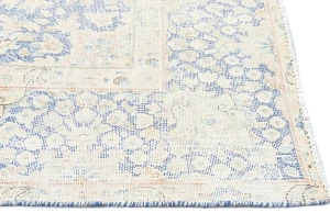 Antique Muted Blue Floral 8X11 Distressed Vintage Oriental Rug