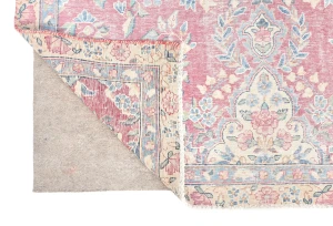 Muted Light Red Floral 7X10 Distressed Vintage Oriental Rug