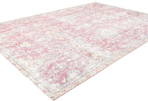 Muted Light Red Floral 7X10 Distressed Vintage Oriental Rug