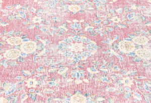 Muted Light Red Floral 7X10 Distressed Vintage Oriental Rug