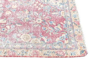 Muted Light Red Floral 7X10 Distressed Vintage Oriental Rug