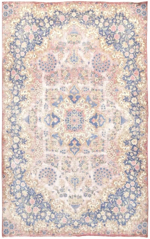 Muted Light Red Floral 6X10 Distressed Vintage Oriental Rug
