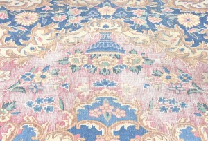 Muted Light Red Floral 6X10 Distressed Vintage Oriental Rug