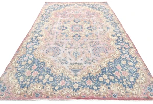 Muted Light Red Floral 6X10 Distressed Vintage Oriental Rug