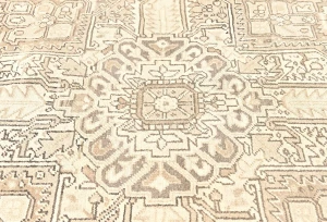 Muted Beige Floral 10X13 Distressed Vintage Oriental Rug