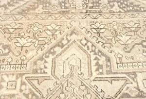Muted Beige Floral 10X13 Distressed Vintage Oriental Rug