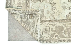 Muted Beige Floral 8X11 Distressed Vintage Oriental Rug