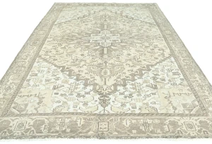 Muted Beige Floral 8X11 Distressed Vintage Oriental Rug