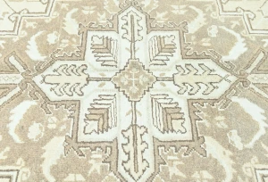 Muted Beige Floral 8X11 Distressed Vintage Oriental Rug