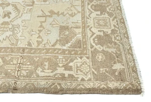 Muted Beige Floral 8X11 Distressed Vintage Oriental Rug
