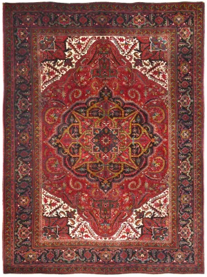 Red Floral 8x11 Distressed Vintage Oriental Rug