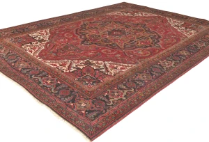 Red Floral 8x11 Distressed Vintage Oriental Rug