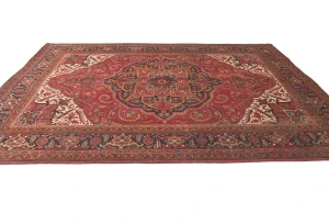 Red Floral 8x11 Distressed Vintage Oriental Rug