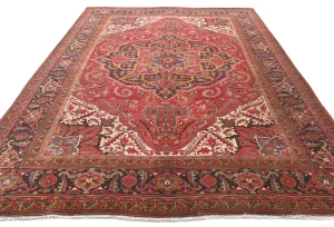 Red Floral 8x11 Distressed Vintage Oriental Rug